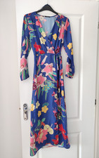 ZARA Blue Floral Satin Wrap Dress Size XS / UK 6 SOLD OUT