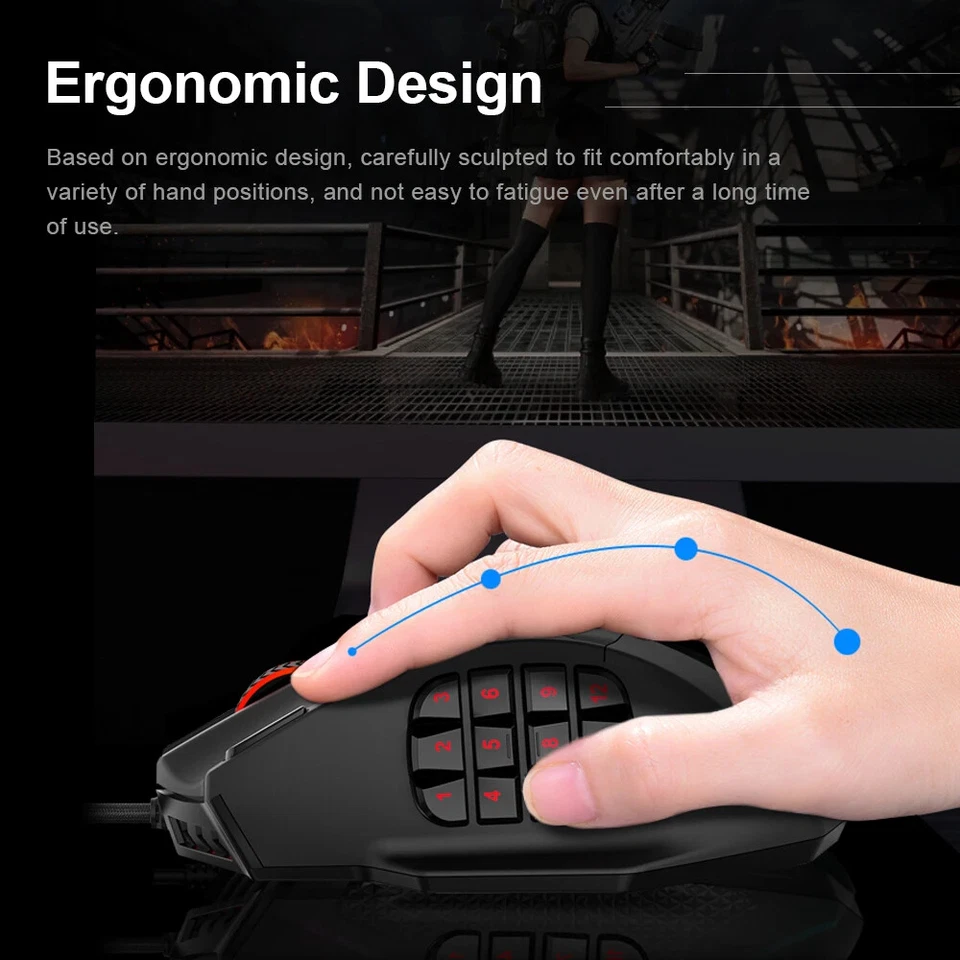 USB Wired RGB Gaming Mouse 16400 DPI 19 buttons programmable game Optical mice - Image 2 of 4
