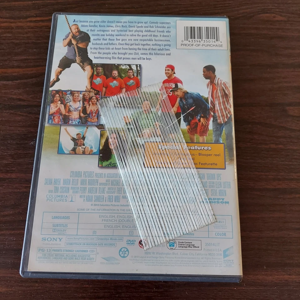 Grown Ups (DVD, 2010 Sony Pictures) Adam Sandler Kevin James - Image 2 of 3