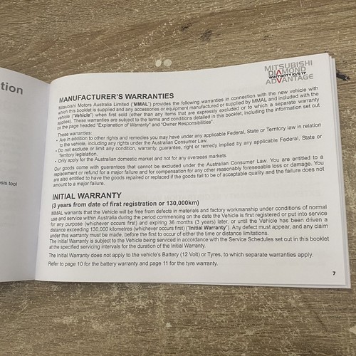 Mitsubishi Service & Warranty Log Book Booklet 4WD, RWD And Commercial - Picture 5 of 7