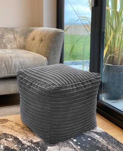Jumbo Cord Beanbag Cube Large Pouffe Bean Bags in Plush Jumbo Cord beanbags NEW - Picture 10 of 17