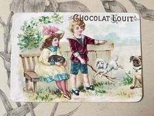 Chromo Chocolat Louit Enfant aux chiens Carlin Bordeaux - Publicité
