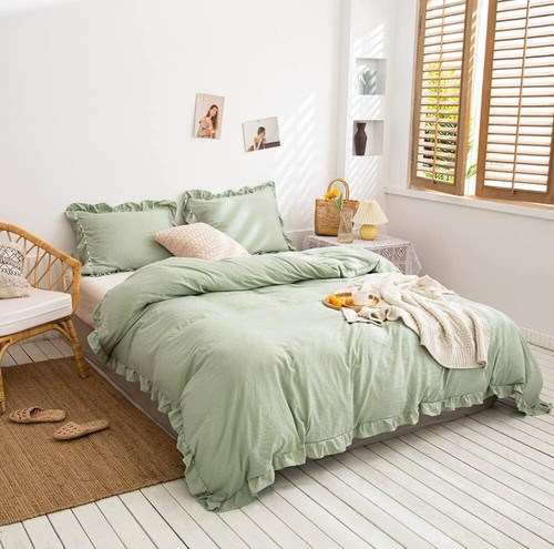 pastel green duvet