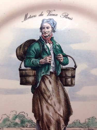 Ceramic Plate French Unsigned; Metiers Diu Vieux Paris; Marchant De Seaux Ferres - Picture 5 of 6
