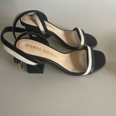 Opening Ceremony Twist Heel Black and White Leather Sandal  display picture 2