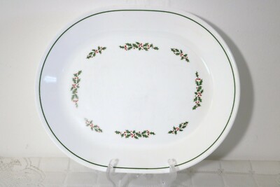 CORELLE CORNING WINTER HOLLY USA 12 3/8''d Oval Ham Turkey Serving Platter