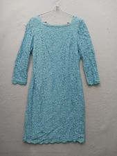 Adrianna Papell Sheath Dress 10 Mint Green Lace Knee Length 3/4 Sleeve