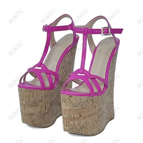 Women Platform Sandals Wedges High Heel Round Toe Gold Silver Shoes US Size 4-15 - Picture 39 of 39