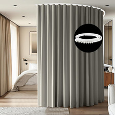 Extra Wide Blackout Curtain Track Set with Light Grey Drape, 12.5x9 Ft