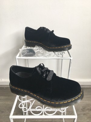 black 1461 pascal velvet flat shoes