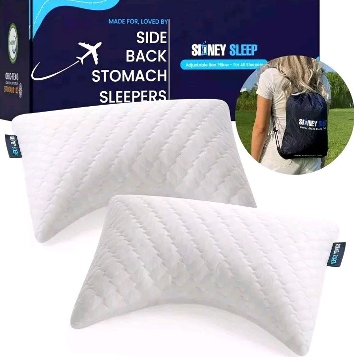 Set of 2 Mini Travel Size Neck Pillows - Knee Pillow - Back Lumbar Support - ...