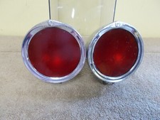 Vtg Chrome Red Glass Len Emergency Lights Pair Fire Ambulance Parts Only 