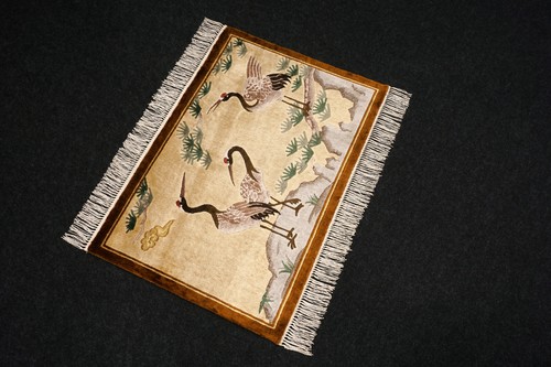 Seidenteppich China 90 x 65 cm Seide Orient teppich Vogelmotive Handgeknüpft Rug - Bild 12 von 13