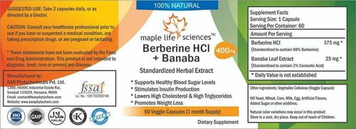 Berberine HCL 98% pure Extract + Banaba Leaf Extract Pure& high quality - Picture 2 of 2