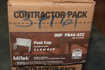 NEW MiTek USP Post Cap 4x4 or 4x6 20-pc PB44-6TZ Triple Plate Zinc 4 x 4 / 4 x 6