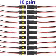 10 Sets 2-Pin 20AWG Car Auto Waterproof Electrical Connector Plug Wire Marine