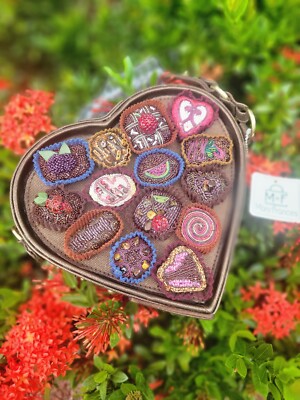 Mary Frances Temptations Chocolate Box Brown Candy Valentine