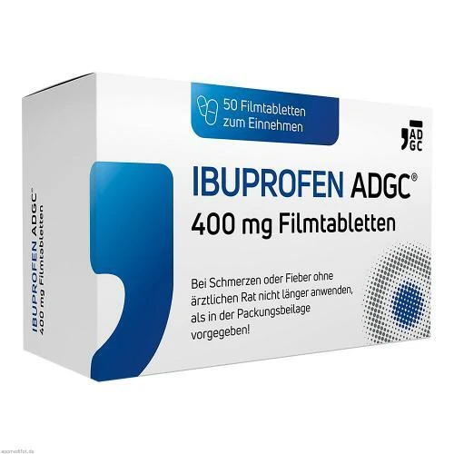 ZENTIVA PHARMA GMBH IBUPROFEN ADGC 400mg bei Schmerzen und Fieber 50 Filmtabletten PZN 17445321