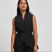 Nwt Universal Standard Jenny Wool Vest Tie Belt Black Sz 2xl Or 30 32