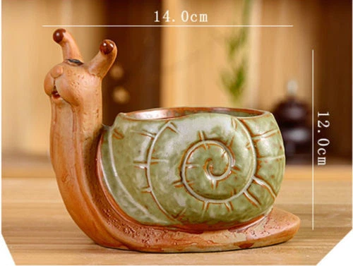 Colgante de cerámica con forma de caracol cactus planta suculenta maceta flor mini diseño Foto 2 de 4