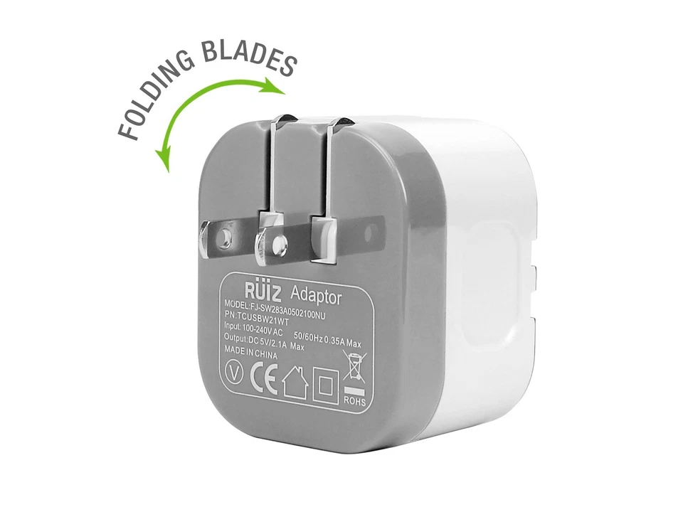 Зарядное устройство домашнее USB RUIZ 10 Вт 2,1 А быстрая зарядка - Изображение 2 из 4