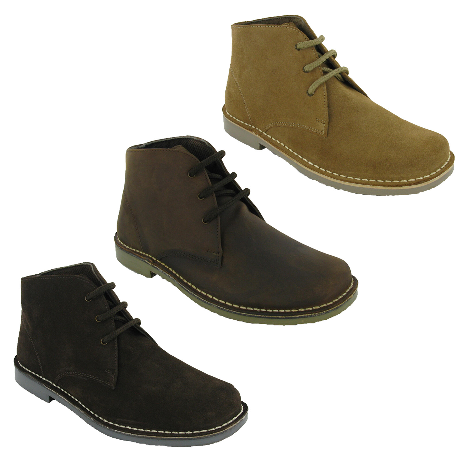 Roamers 3 Eye Desert Boots Mens Suede 