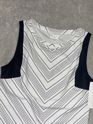 ATHLETA Chevron Rashguard Swim Top Black & White S Small UPF