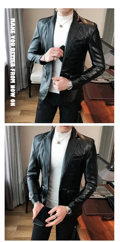Weiße Herren Anzug Lederjacke / Herren Anzug Blazer Elegant Business Mantel - Bild 23 von 27