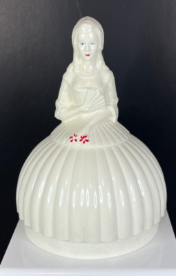 Vintage Victorian Woman White Hard Plastic Thread Holder  FREE SHIP