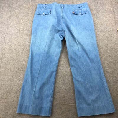 Vintage Levis Jeans Mens 40 Orange Tab Denim Bell Bottom Flare Pearl Snap