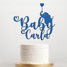 Personalised Baby Shower Glitter Cake Topper, Any Name Cake Decoration For Baby