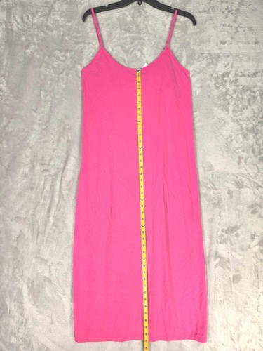 Nuevo Vestido Midi Cami Punto Acanalado Día Para Mujer X-Grande Correas Ajustables Rosa - Imagen 6 de 12