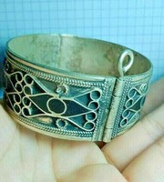 ANCIENT HANDMADE AFRICAN TUAREG SILVER CUFF BRACELET ETHNIC TRIBAL JEWELRY 
