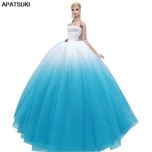 Gradient Blue Fashion Clothes For 11.5" 1/6 Doll Dress Wedding Dresses Outfits