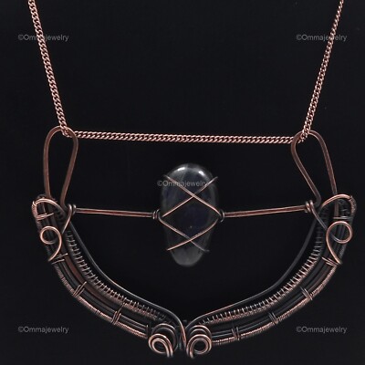 Fiery Labradorite Gemstone Jewelry Copper Friend Gift Chain Necklace 24.0''