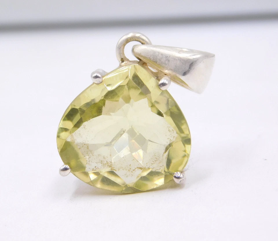 Colgante fino de cuarzo limón natural de plata de ley 925 de 4,90 gm tamaño 1" Foto 3 de 3