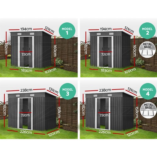 Giantz Garden Shed Outdoor Storage Sheds Workshop Cabin Metal Base Tool House - Picture 11 of 54