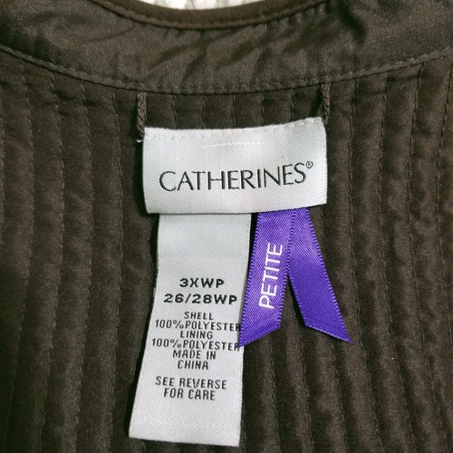 NWT Catherines Reversible Quilted Jacket Womens Plus Size P3X P26/28W Brown Open - Picture 10 of 11
