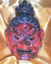 Masque bouddhiste Shukongo-jin sculpture sur bois Showa Japon 34 cm Nio Guardian R801A03ふ