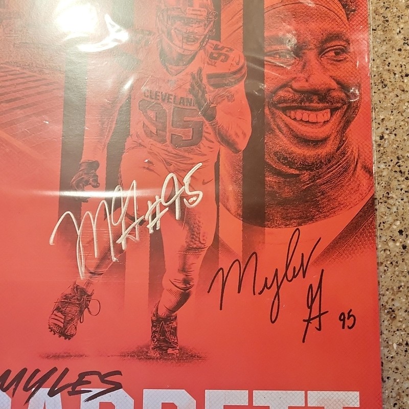 Myles Garrett Cleveland Browns Autographed Poster Super Star Certification