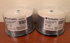 100 VERBATIM 2x50pk 16X Blank DVD-R 4.7GB DataLifePlus White Inkjet Hub 95079