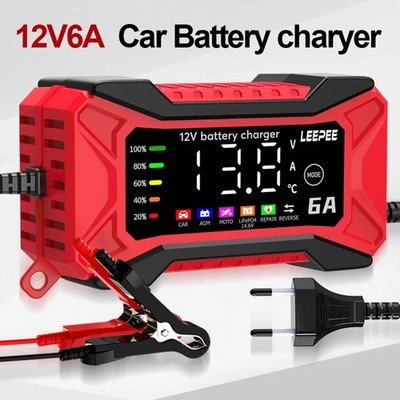 12V 6A Digitales Batterieladegerät Intelligenter Impulsreparaturschutz