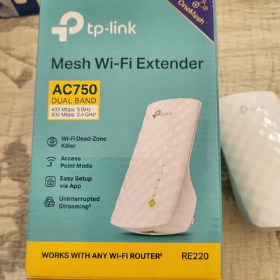 TP Link AC750 Mesh Wi Fi Extender RE220 Dual Band Boost Your Network