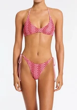 Triangl Cora Alina Cheeky Crochet Halter Bikini Set Pink Cheeky Top Bottom XS