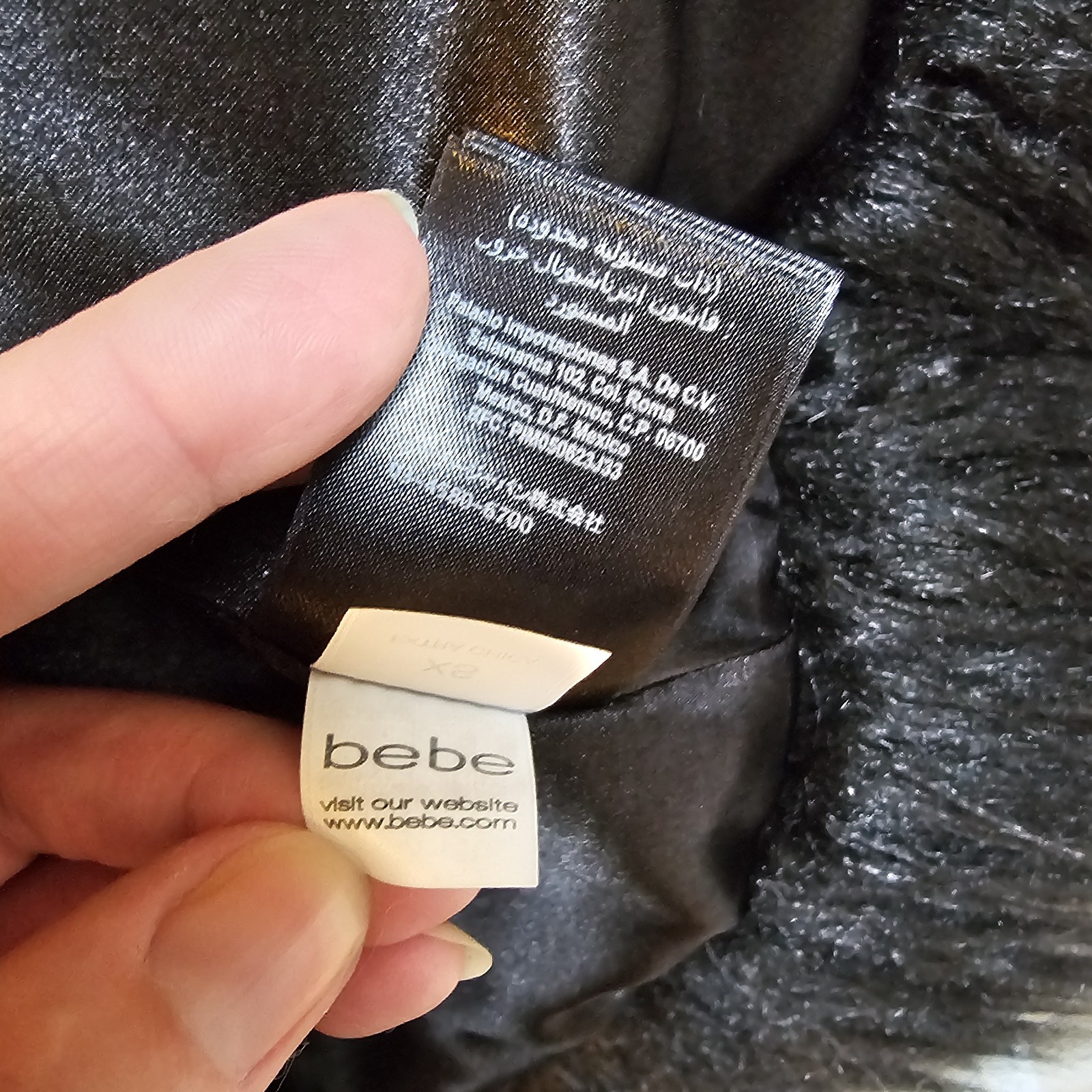 Vintage BEBE Faux Fur Coat Shag Plush Fluffy Gray White Ombre Womens XS Glam Y2K image 7