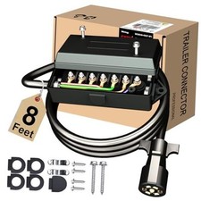 7 Pin Trailer Wiring Harness Kit with 7 Gang Junction Box 8FT with Junction Box