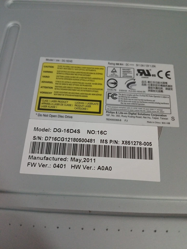 Unidad óptica OEM DVD ROM delgada Philips DG-16D4S sin probar Foto 2 de 4