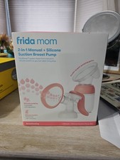Frida Mom 2-In-1 Manual Breast Pump with Hands-Free Silicone Suction Cup, Milk