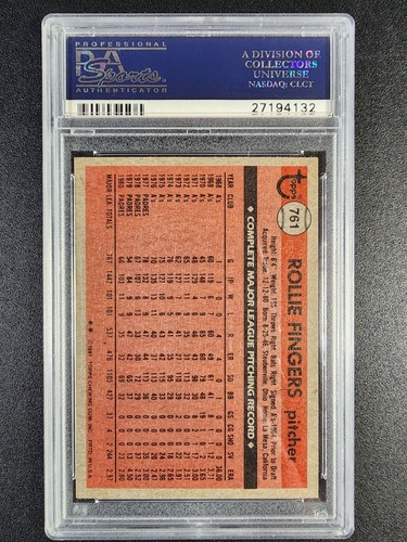 1981 Topps Traded #781 Rollie Fingers HOF - PSA 10 GEM MT - Foto 2 di 2