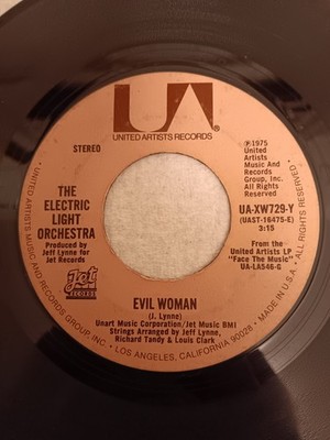 ELECTRIC LIGHT ORCHESTRA Evil Woman / 10538 Overture Vinyl 45 UA-XW729-Y RARE!